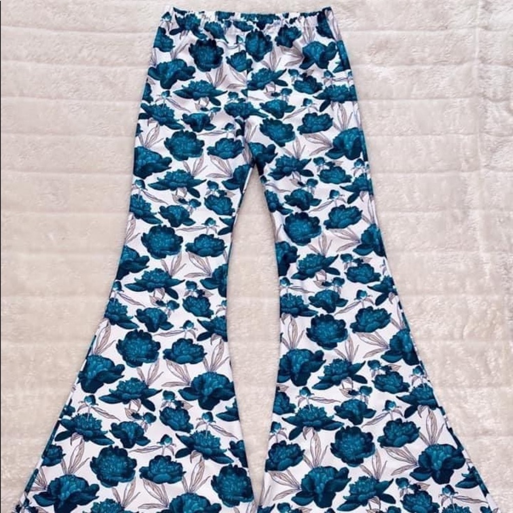 Women’s blue floral bell bottoms